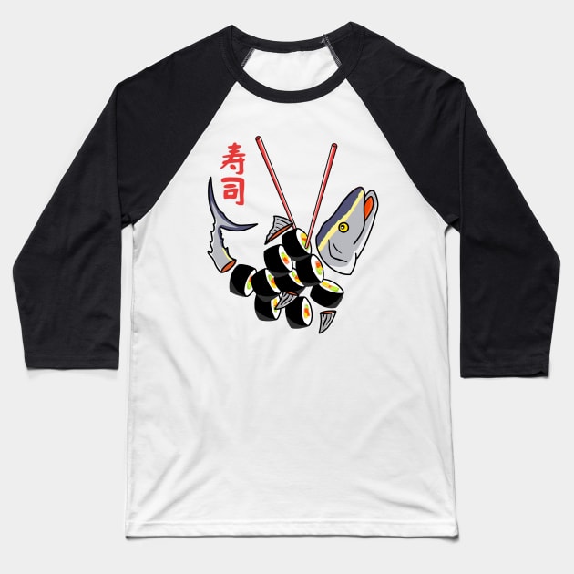 Tuna Sushi Baseball T-Shirt by Kimprut